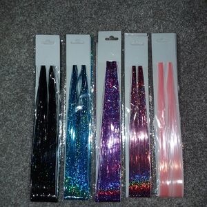 Holographic Hair Tinsel - Assorted Colors (Black, Blue, Purple, Pink)
